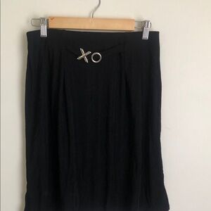 Women’s Wrapper Italy Black Pencil Skirt with XO Accent